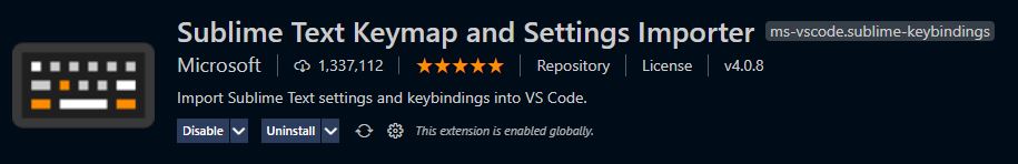 Extensions Visual Code - Sublime Text Keymap