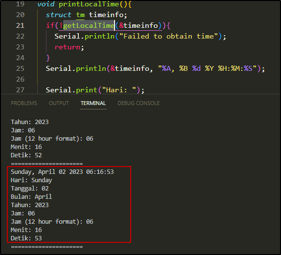 Tampilan Serial Monitor